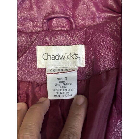 CHADWICKS Fuchsia Leather Jacket Blazer 2-Button Preppy Classic Academia 14 - Picture 3 of 11